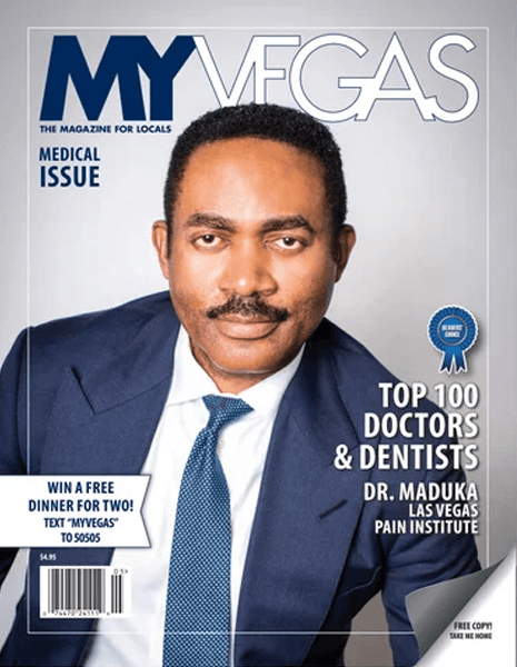MYVEGAS cover featuring Dr. Maduka